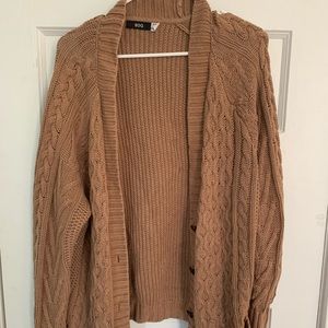 bdg tan cable knit cardigan